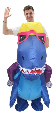Disfraz Inflable De Dinosaurio Con Jinete, Modelo 19