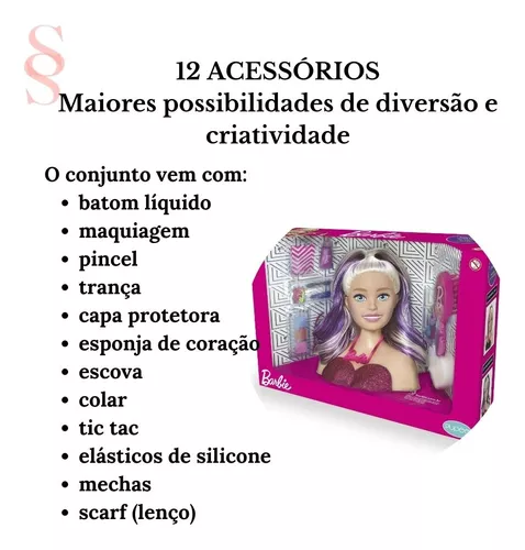 Boneca Barbie Busto Para Pentear e Maquiar Com Acessórios Salão De