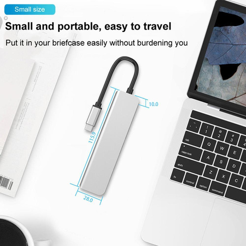 Imagen 5 de 8 de Hub Adaptador Usb Tipo C Usb 3.0 6 En 1 Windows Macbook