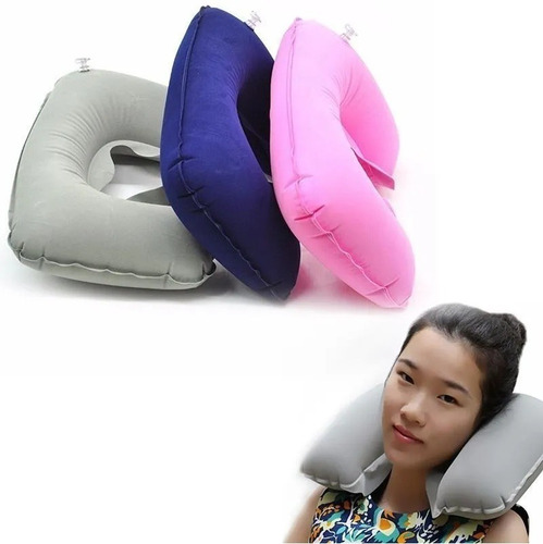 Almohada Viaje Inflable Portatil Ideal Bus Avion Auto Sillon