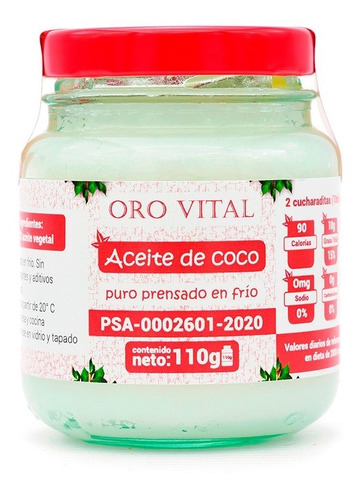Aceite Coco Puro Prensado  Frío - g a $236