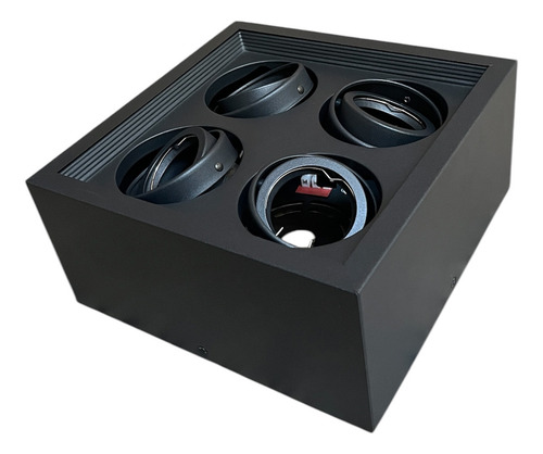 Plafon Aplique Spot Cardanico 4 Luces Box Gu10 Movil Ecua Estructura Negro