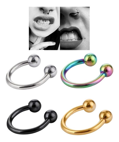 Pack X2 Piercing Aros Bull De Acero Quirurgico Nariz Boca