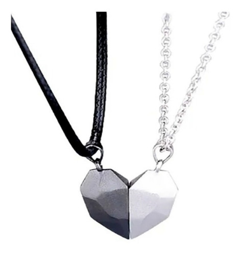 Cadena Parejas Corazón Imantado Cadena/cuero + Caja Regalo