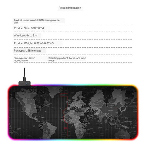 New Alfombrilla Ratón Para Juegos Rgb Extendida 04 800x300