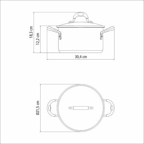 Caçarola Funda Tramontina Inox Fundo Triplo Astro 20cm 3,6l