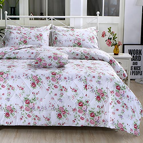 Juego De Edredón Floral De Rosas Para Cama Individual, Edred