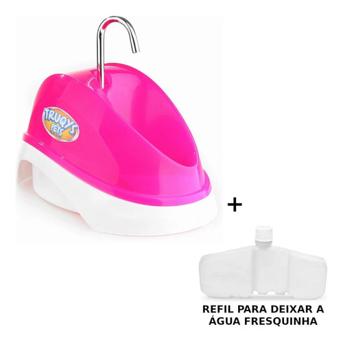 Bebedouro Pet Automatico Bivolt 2l Rosa+refil Gelo Reutiliza