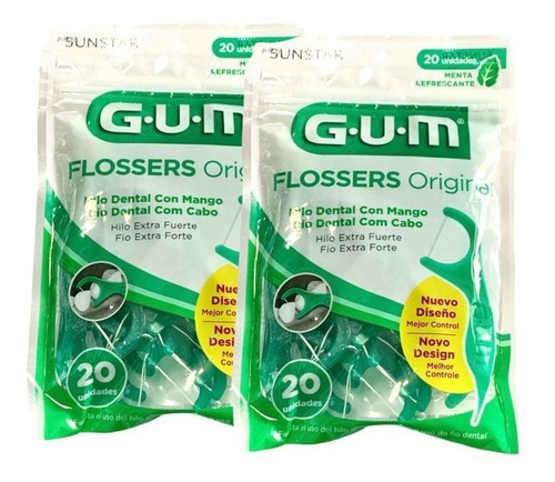 Kit De 160 Hilos Dentales Flosser Con Mango Original Gum