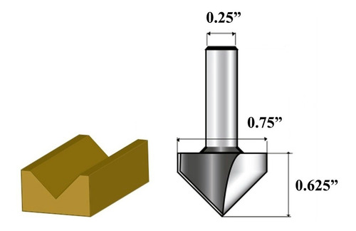 Imagen 2 de 5 de Fresa Makita Ranura En V Vástago 1/4 Pulgada Router D-49373