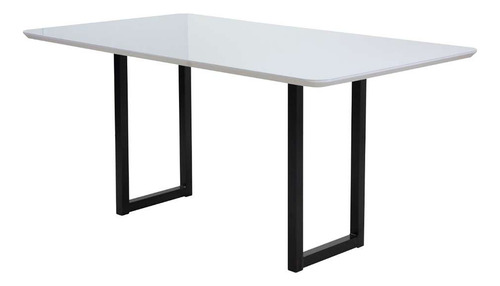 Mesa De Jantar Retangular Com Tampo De Vidro Itália Branc... Cor Branco