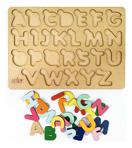 Brinquedo Letras Madeira Aprendendo Alfabeto Tabuleiro