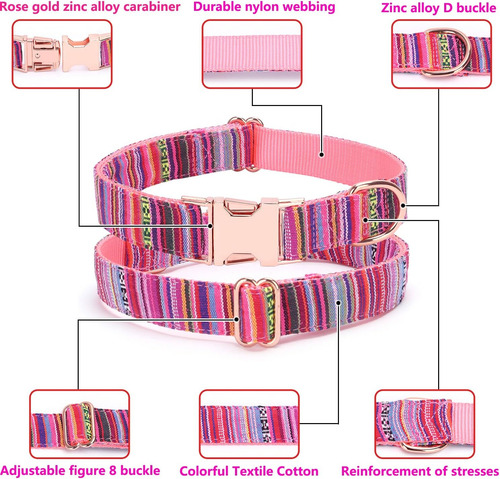 Pimaodog Collar De Perro A Rayas Multicolor, Collares De Per