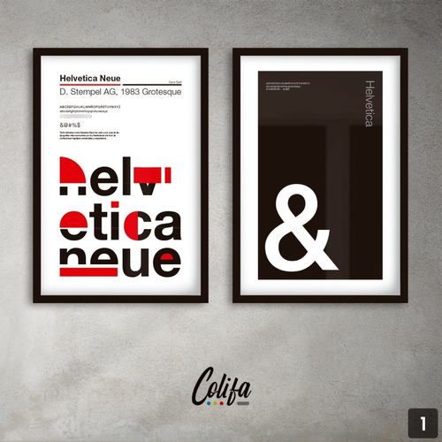 Set Cuadros Helvetica Tipografia 30x40 - Diseño Grafico