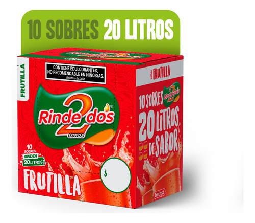 Jugo En Polvo Rindedos Frutilla 13g X 10u 2 Lt