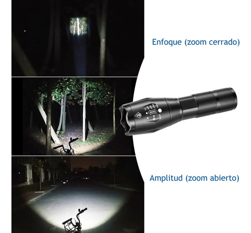 Linterna Tactica Led Con Cargador Incluido Profecional Nueva Blanco Negro