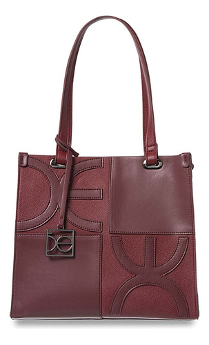 Bolsa Tote Cloe Para Mujer Mediana Con Charm Color Bordó