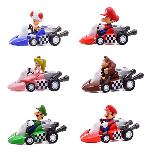 6 Mario Karts Luigi, Bowser, Koopa, Princess Melocotón Racin