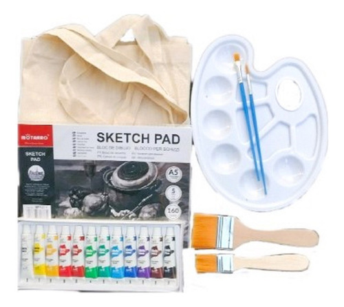 Set Pintura Manualidades: Bolsa + Pinceles+ Brochas + Mezcla