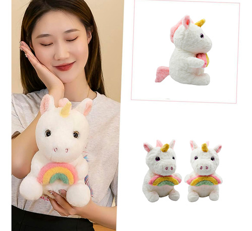 Peluche Unicornio Almohada Arcoiris Suave Felpa Bebe Kawaii