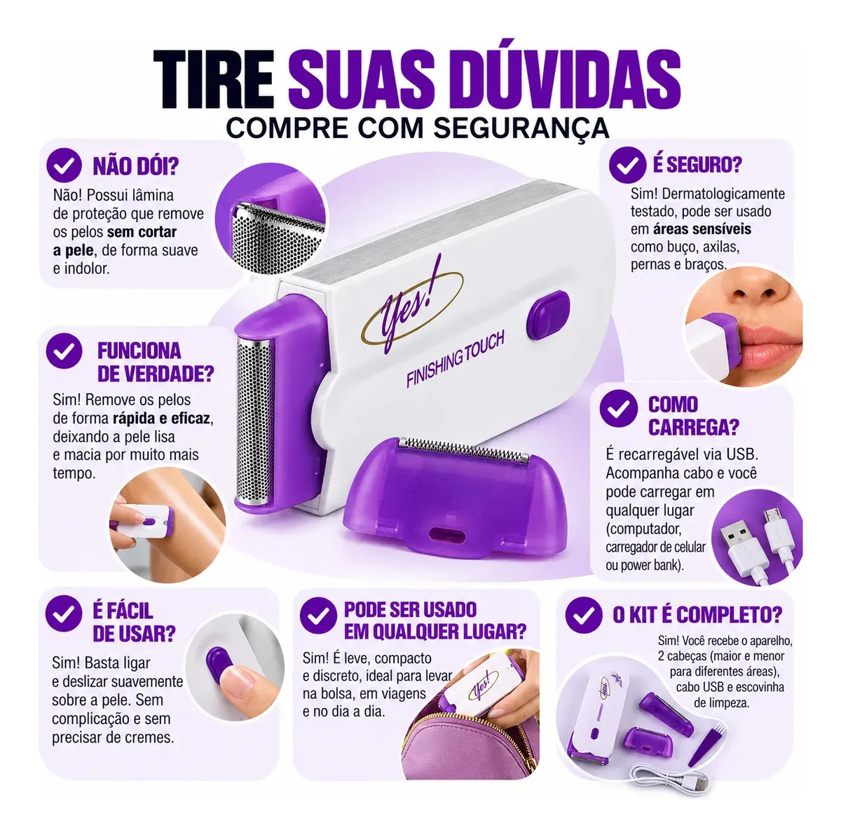 Depilador Elétrico Feminino Recarregável Kapbom KA-2716