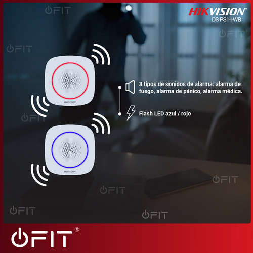 Sirena Inalámbrica Interior Hikvision Axpro 110db