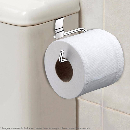 Imagem 4 de 7 de Porta Papel Higienico Aço Cromado P/ Caixa Acoplada Descarga