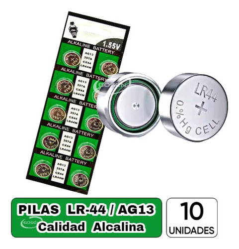 Pack 10 Pilas Alcalinas Lr44 / Ag13 / 357 / Cx44 Pila Boton