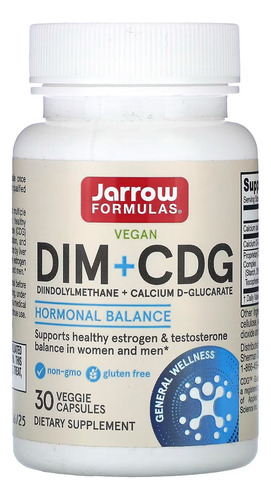 Jarrow Formulas Dim + Cdg Desintoxicación 30 Capsulas Sabor Sin Sabor