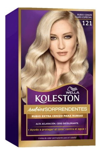 Kit Tinta Wella  Koleston Coloración en crema tono 121 rubio cenizo claro especial para cabello