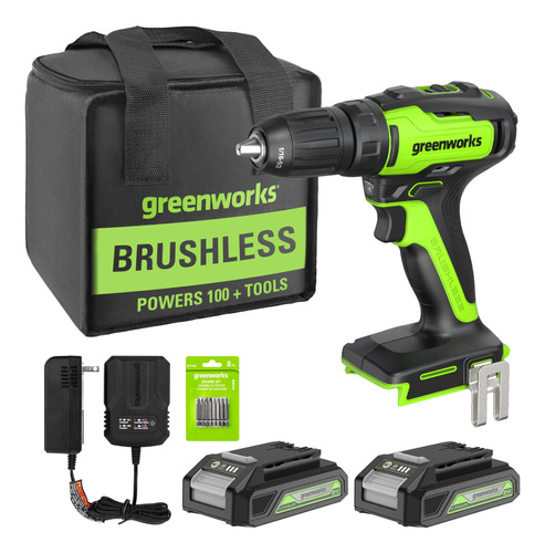 Greenworks Kit De Taladro Inalmbrico Sin Escobillas De 24 V,