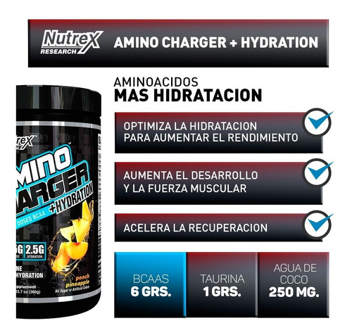 Amino Charger Bcaa Nutrex 360 Grs Hydration Aminoacidos | Envío gratis