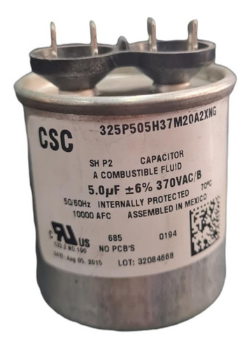 Capacitor 5.0uf 370vac Bote Aluminio