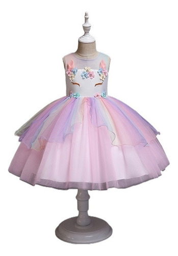 Vestido De Princesa De Fiesta Elegantes Niñas De Unicornio