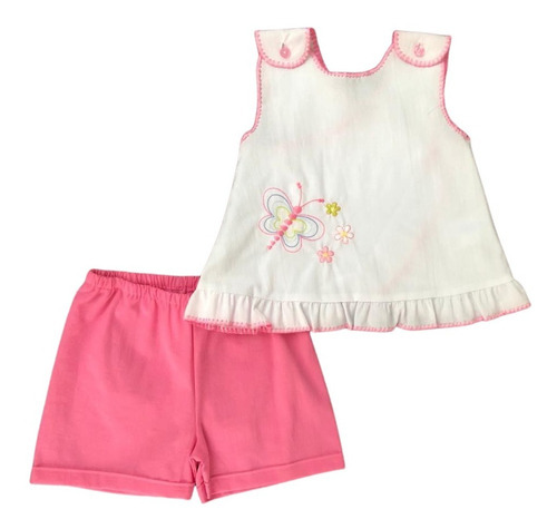 Conjunto Bebe Niña Cruzado Bordado 2 Pz