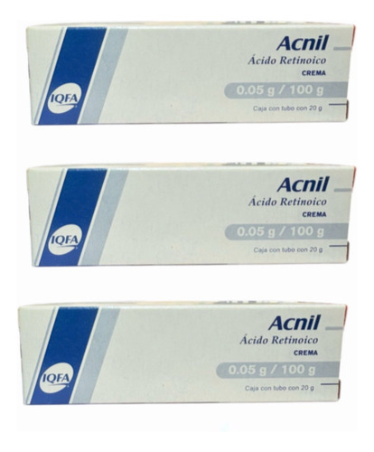 Acnil Ácido Retinoico 0.05%/ 100g Crema Tubo De 20g C/u 3 Pack Día/noche