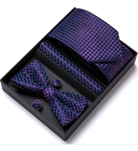 Conjunto De Corbata Para Hombre Pajarita Pañuelo Gemelos