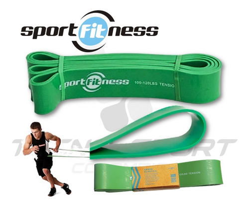 Imagen 4 de 10 de Banda De Poder Elástica Sportfitness Verde Tonificacion Gym