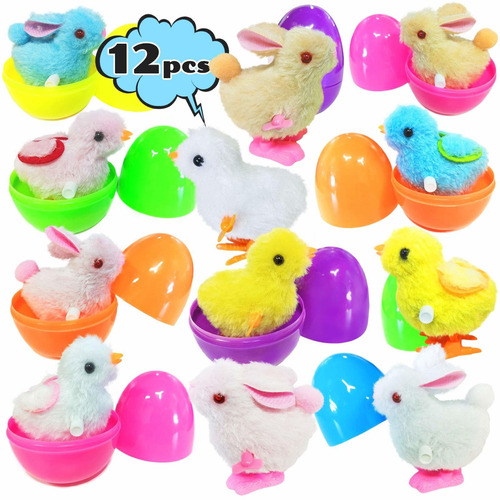 Paquete De 12 Huevos De Pascua Llenos Con Juguetes De Cuerda