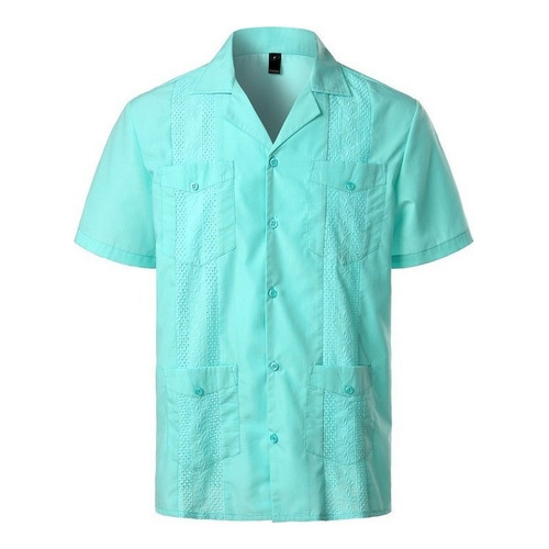 Camisa De Manga Corta Para Hombre Cubano Guayabera