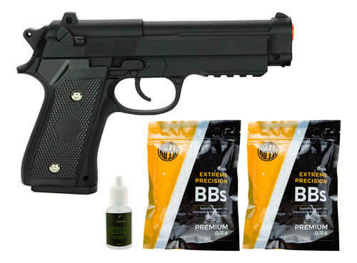 Pt92 Air Soft Metal Spring Taurus Realístico + 02 Bbs + Óleo