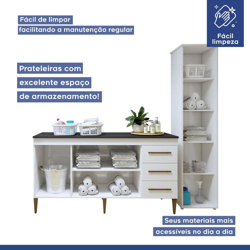 Lavanderia Modulada 1 Armário Multiuso E Balcão Osasco