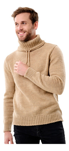 Polera Sweater Hombre Pullover Lana Con Cordón En Cuello Ms