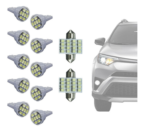 Kit Lâmpadas Led Toyota Rav4 Luz Pingo Teto Placa Ré Torpedo