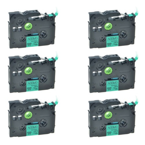 6pk Tz731 Negro Tze731 Verde 1/2  Etiqueta Cinta Para Brothe