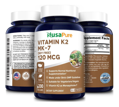Vitamina K2 120mcg Max Biodisponibilidad/absorción X200caps