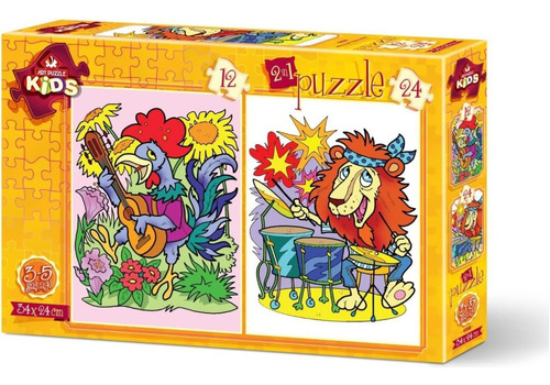 Art Kids Animales Músicos 2 X 12 Pzs Rompecabezas Art Puzzle