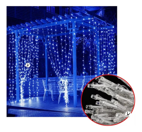 Cascada Led Blanca 3x2m 360 Luces Navidad Luz Cortina