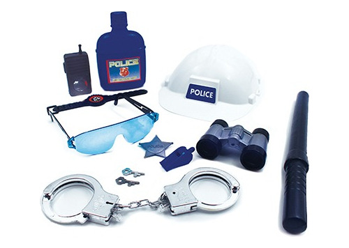 Kit Policial Infantil Detective Set Algema Capacete Polícia