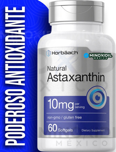 Astaxantina 10 Mg Antioxidante (60 Cápsulas) Americano Sabor Sin sabor